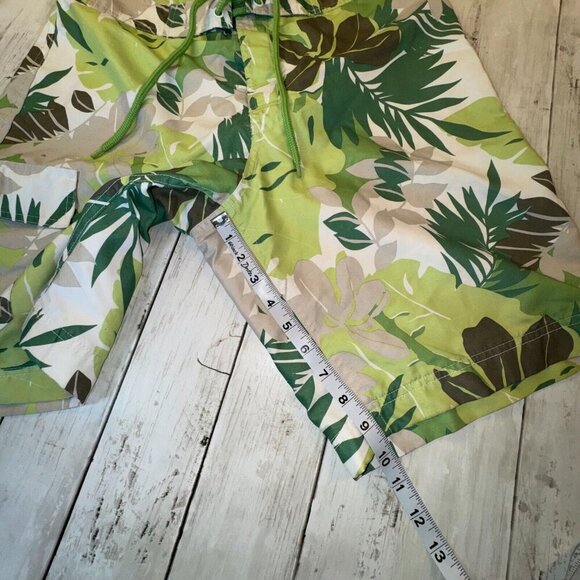 Gap Board Shorts Mens M Green Hibiscus Drawstring Tie Nylon Swimwear - Picture 3 of 6